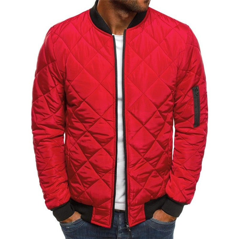 Men's Rhombus Design Casual Coat - Trendy Outerwear