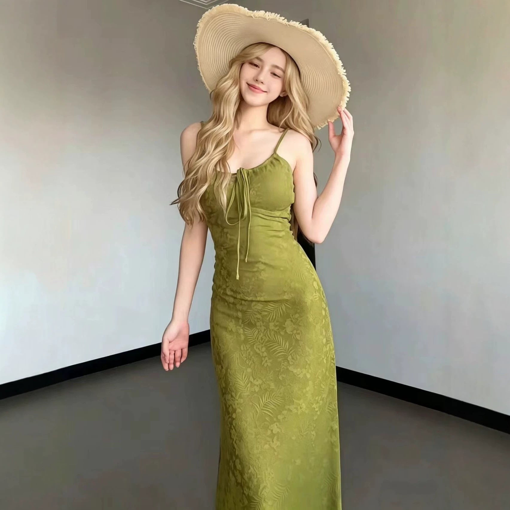 Ribbed Knit Long Beach Dress