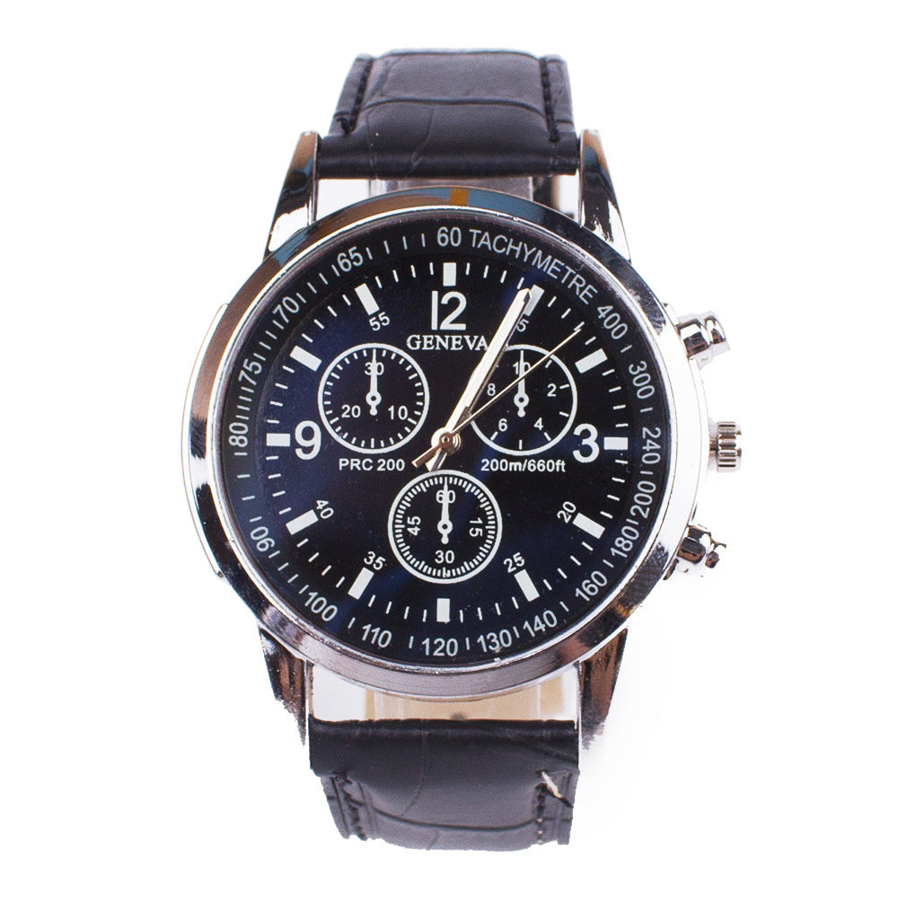 Men's Blue Light Glass Wrist Watch – Modern Fashion Timepiece