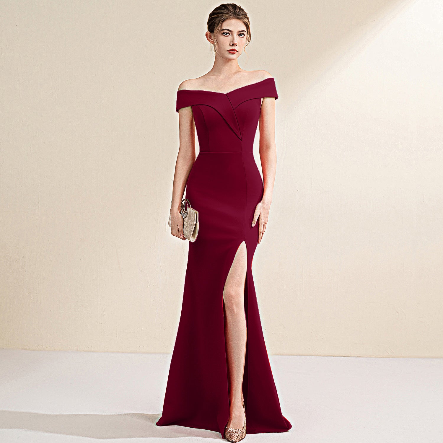 Sleeveless Fishtail Maxi Evening Dress