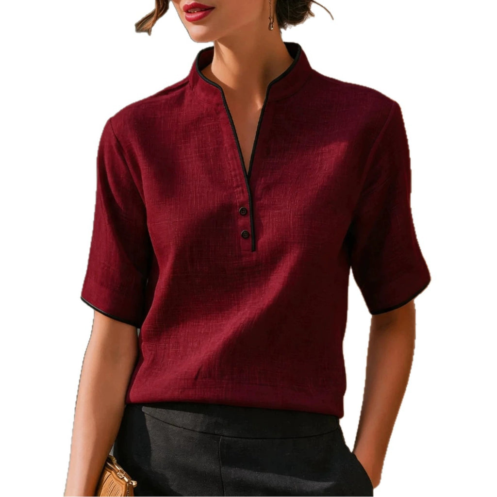 Elegant Patchwork Short Sleeve Top