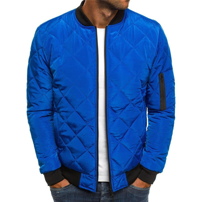 Men's Rhombus Design Casual Coat - Trendy Outerwear