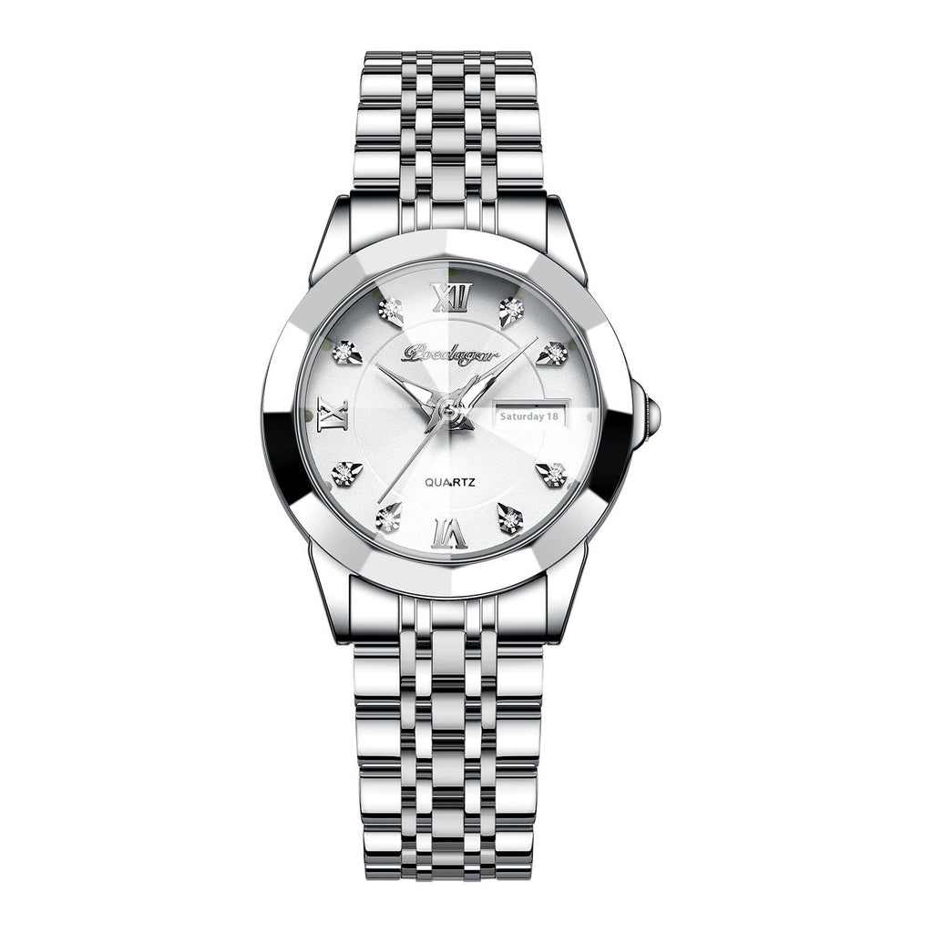Women's Waterproof Luminous Wrist Watch – Double Calendar Display