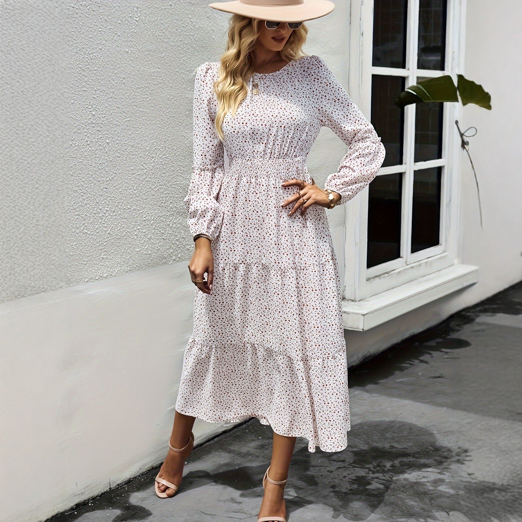 Floral Chiffon Midi Dress