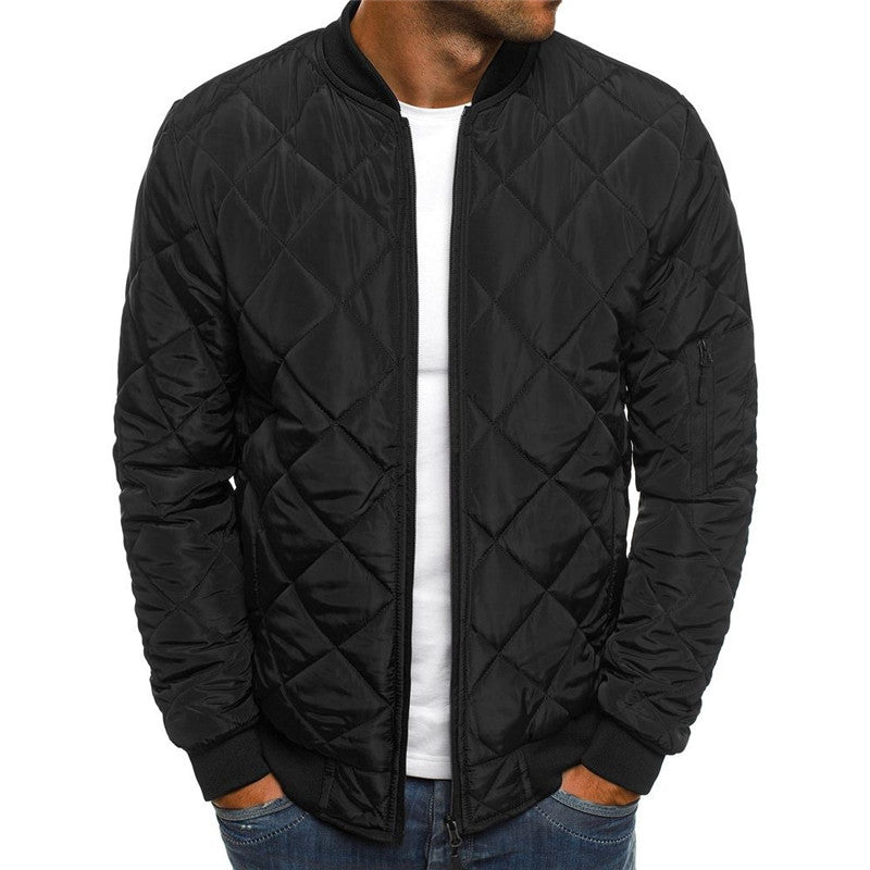Men's Rhombus Design Casual Coat - Trendy Outerwear