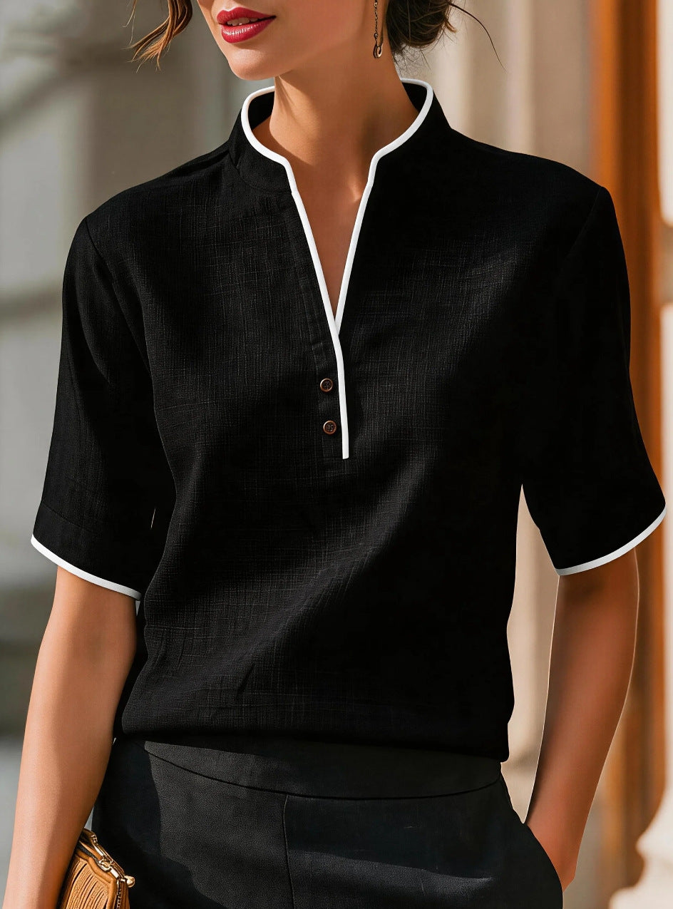 Elegant Patchwork Short Sleeve Top