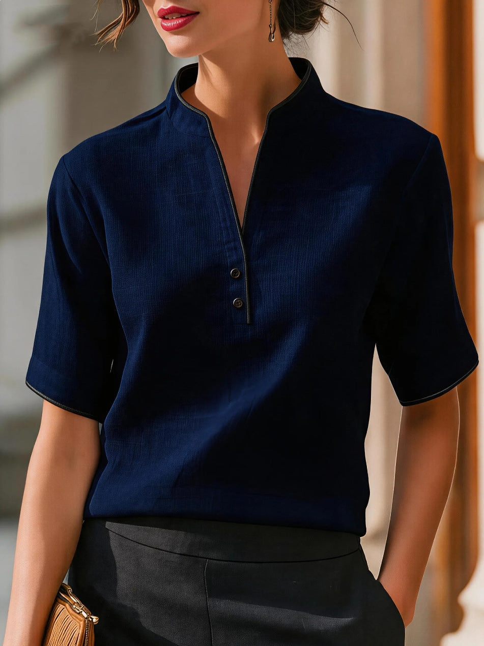Elegant Patchwork Short Sleeve Top