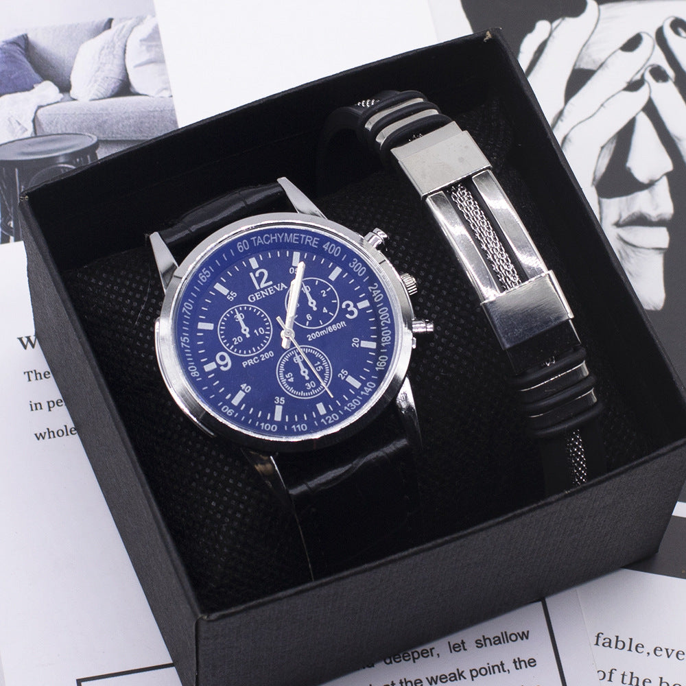 Men's Blue Light Glass Wrist Watch – Modern Fashion Timepiece