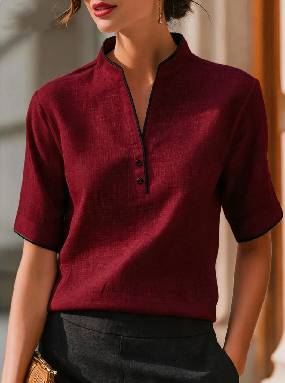 Elegant Patchwork Short Sleeve Top