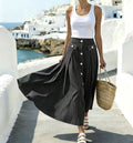 Striped High-Waisted Ankle-Length Skirt