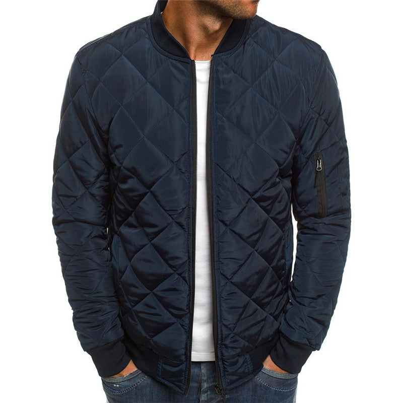 Men's Rhombus Design Casual Coat - Trendy Outerwear