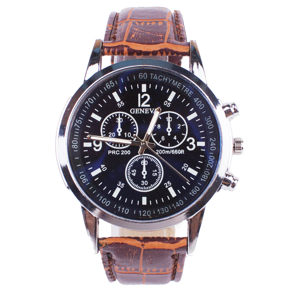 Men's Blue Light Glass Wrist Watch – Modern Fashion Timepiece